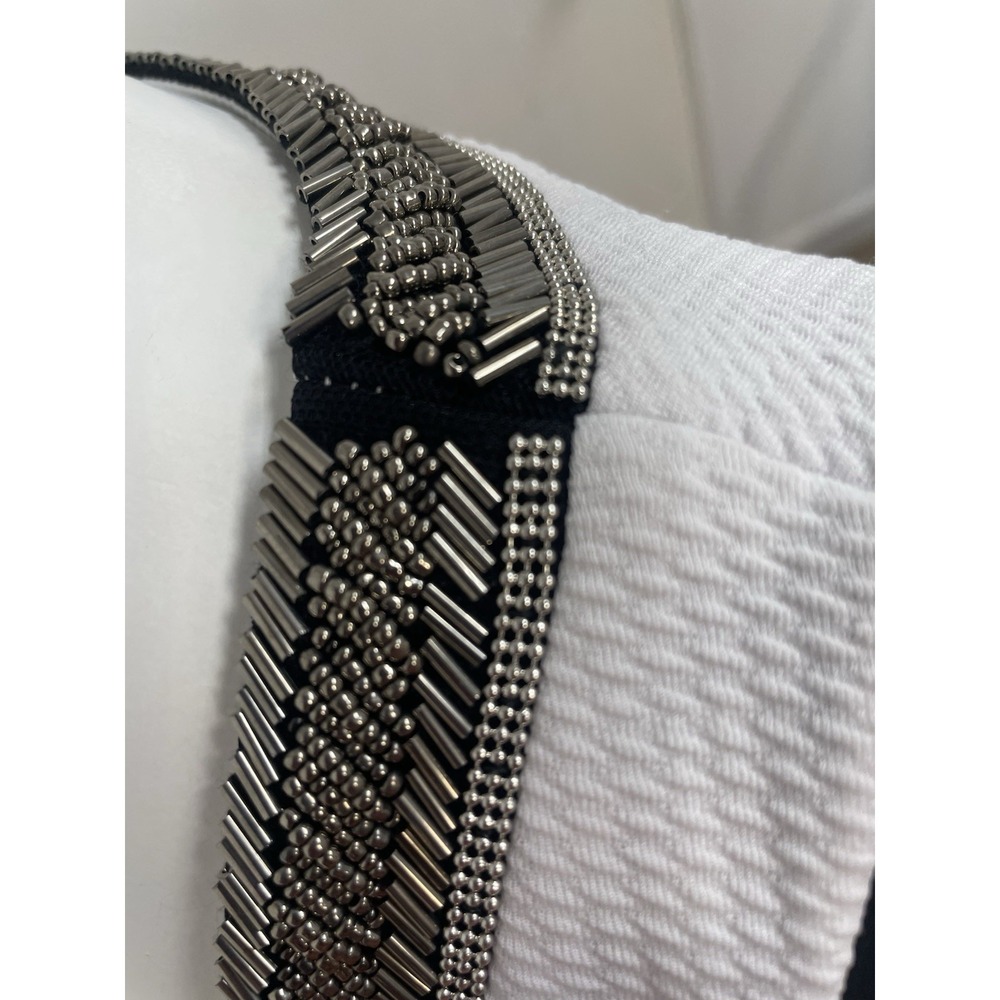 Xoxo Metal Beaded Womens A-Line Dress With Pockets Lined SZ M Flare White/Black - Picture 3 of 16